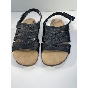 Kim Rogers Women's Size 7.5 Black Gamila Cutout Adjustable Strap Sandals